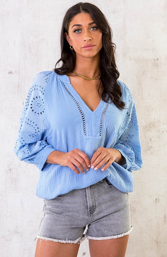 Marant Embroidery Blouse Lichtblauw – shoparchief, foto 2