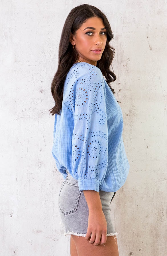 Marant Embroidery Blouse Lichtblauw – shoparchief, foto 3