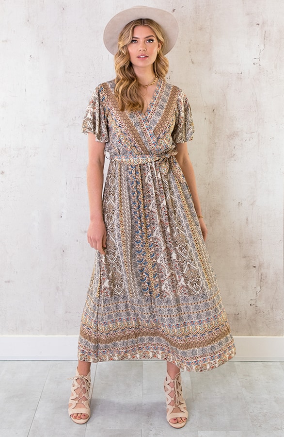 Maxi Print Jurk Toscane Beige – shoparchief, foto 2