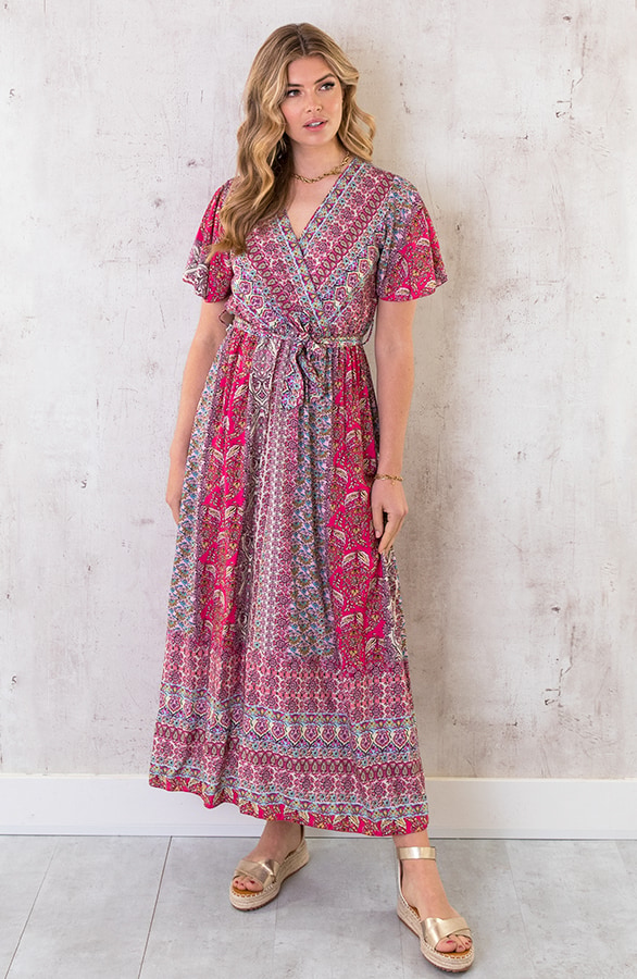 Maxi Print Jurk Toscane Fuchsia – shoparchief, foto 2