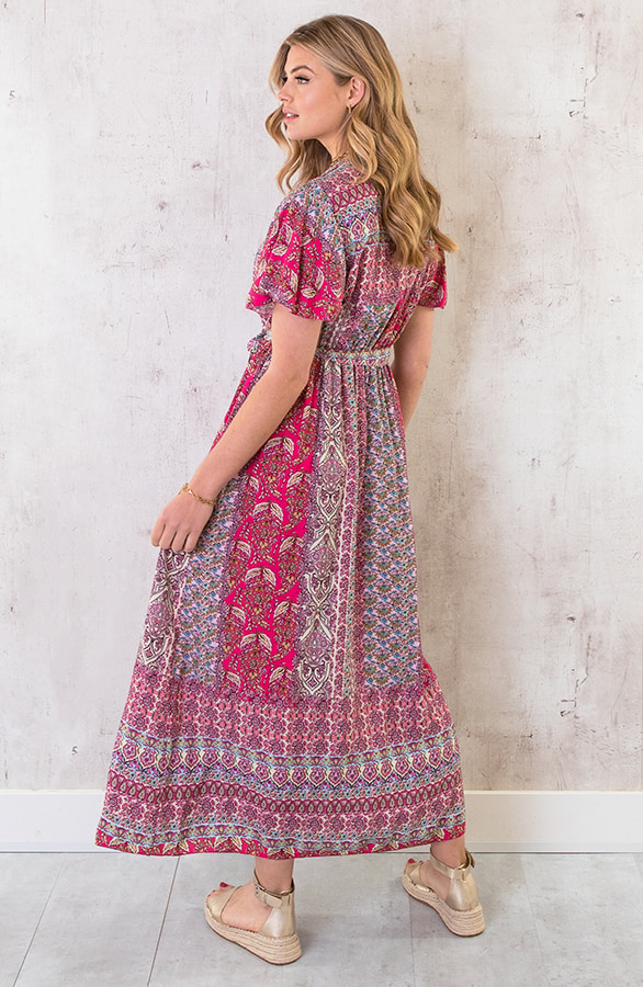 Maxi Print Jurk Toscane Fuchsia – shoparchief, foto 4
