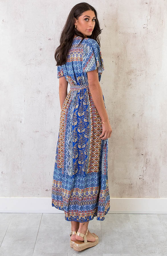 Maxi Print Jurk Toscane Kobalt – shoparchief, foto 4