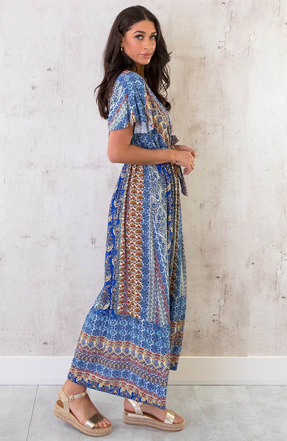 Maxi Print Jurk Toscane Kobalt – shoparchief, foto 3