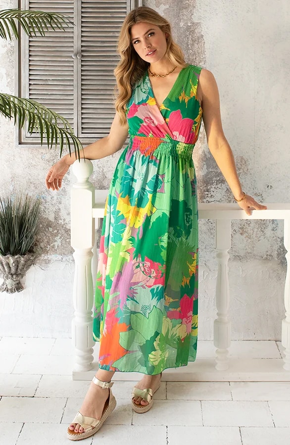 Maxi Jurk Bloemenprint Groen – shoparchief