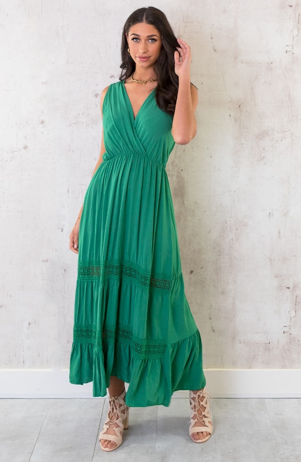 Maxi Jurk Kanten Rand Groen – shoparchief, foto 6