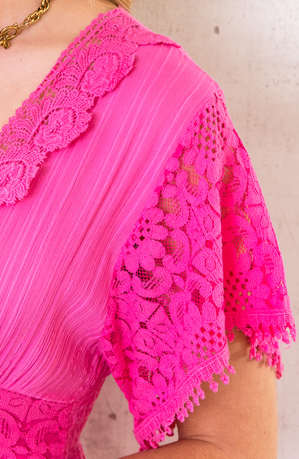 Maxi Kanten Jurk Fuchsia – shoparchief, foto 5