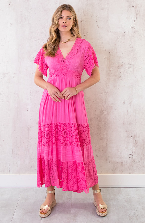 Maxi Kanten Jurk Fuchsia – shoparchief, foto 2