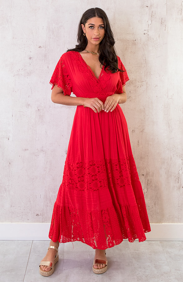 Maxi Kanten Jurk Rood – shoparchief, foto 5