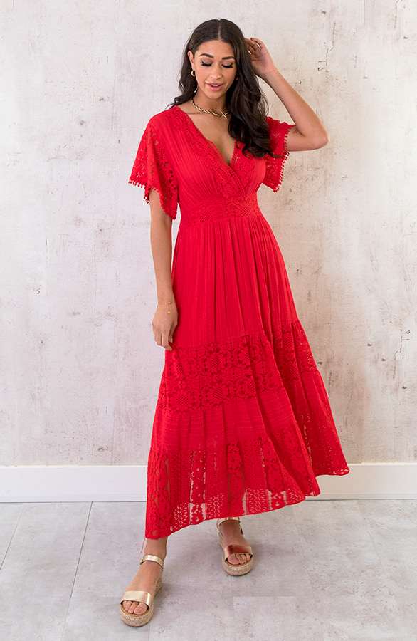 Maxi Kanten Jurk Rood – shoparchief, foto 6