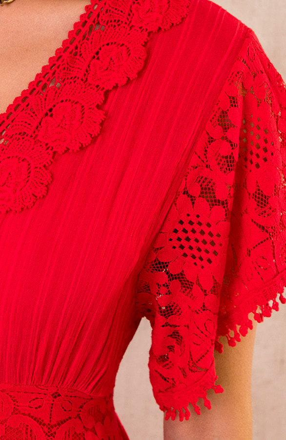 Maxi Kanten Jurk Rood – shoparchief, foto 9