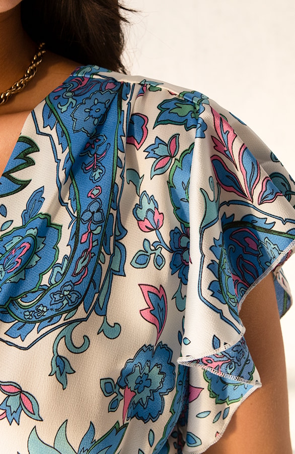 Maxi Satijnen Jurk Paisley Kobalt – shoparchief, foto 4