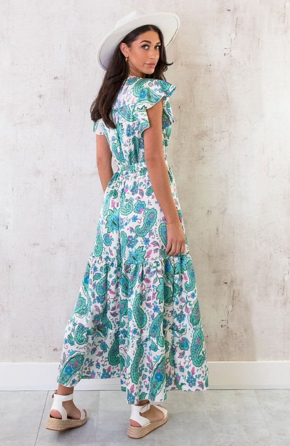 Maxi Satijnen Jurk Paisley Mint – shoparchief, foto 5