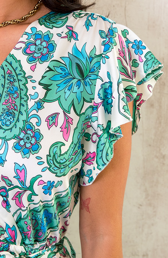 Maxi Satijnen Jurk Paisley Mint – shoparchief, foto 6