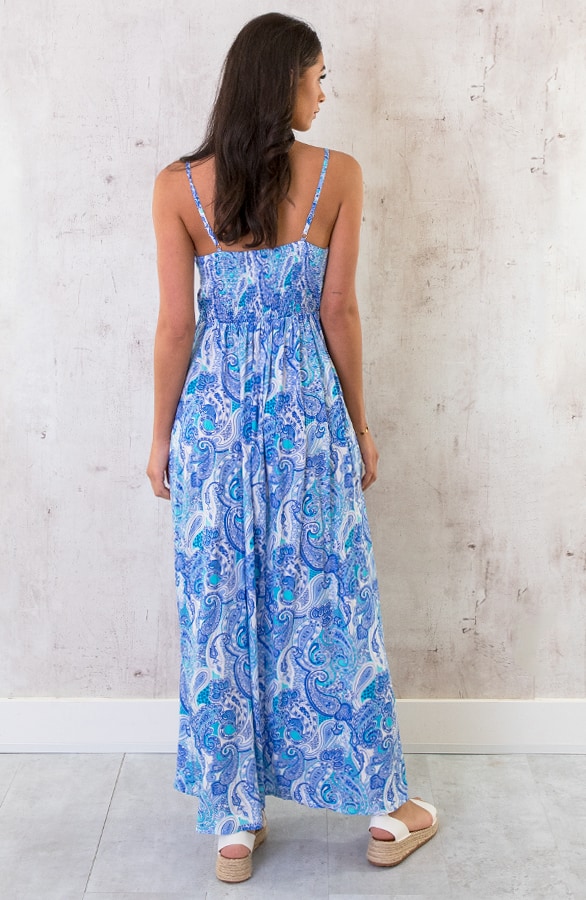 Maxi Spaghetti Jurk Paisley Kobalt – shoparchief, foto 5