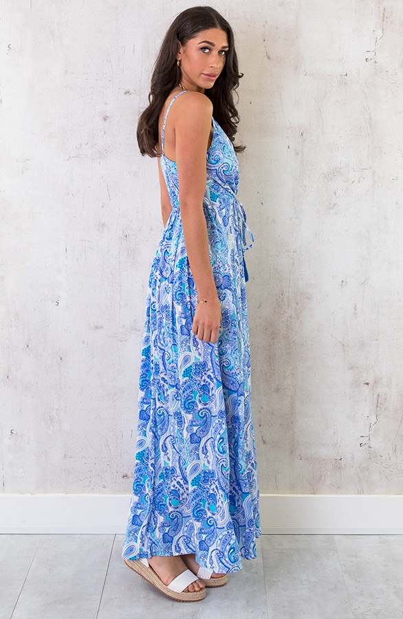 Maxi Spaghetti Jurk Paisley Kobalt – shoparchief, foto 4