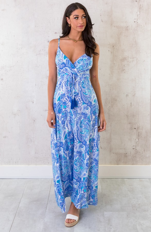 Maxi Spaghetti Jurk Paisley Kobalt – shoparchief, foto 2