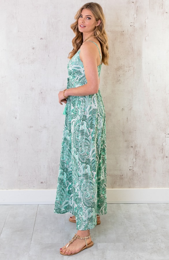Maxi Spaghetti Jurk Paisley Mint – shoparchief, foto 3