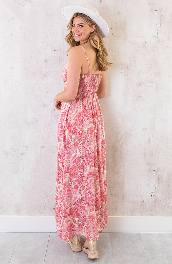 Maxi Spaghetti Jurk Paisley Roze – shoparchief, foto 5