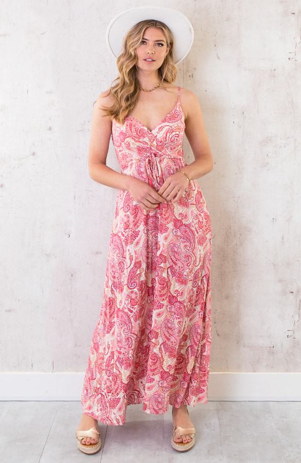 Maxi Spaghetti Jurk Paisley Roze – shoparchief