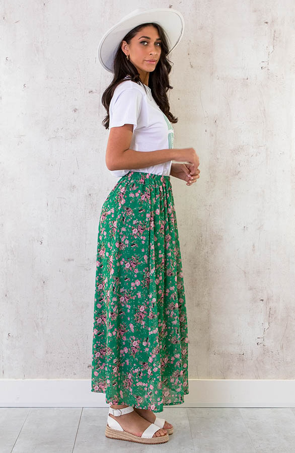 Midi Bloemen Split Rok Groen – shoparchief, foto 6