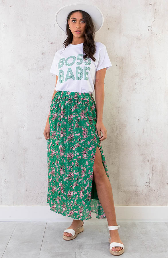 Midi Bloemen Split Rok Groen – shoparchief, foto 4