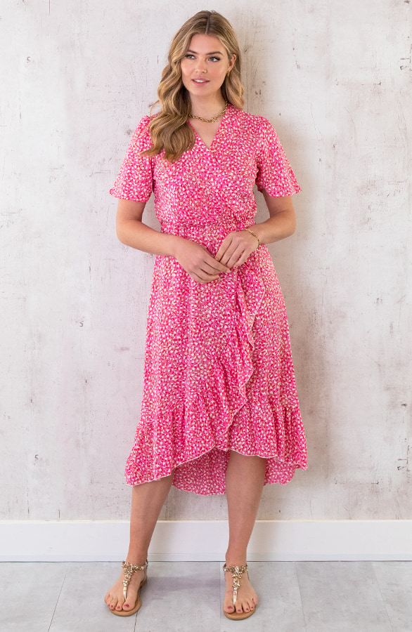 Midi Jurk Met Gouden Details Roze – shoparchief, foto 2