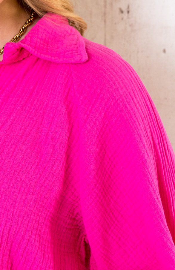 Mousseline Oversized Blouse Fuchsia – shoparchief, foto 6