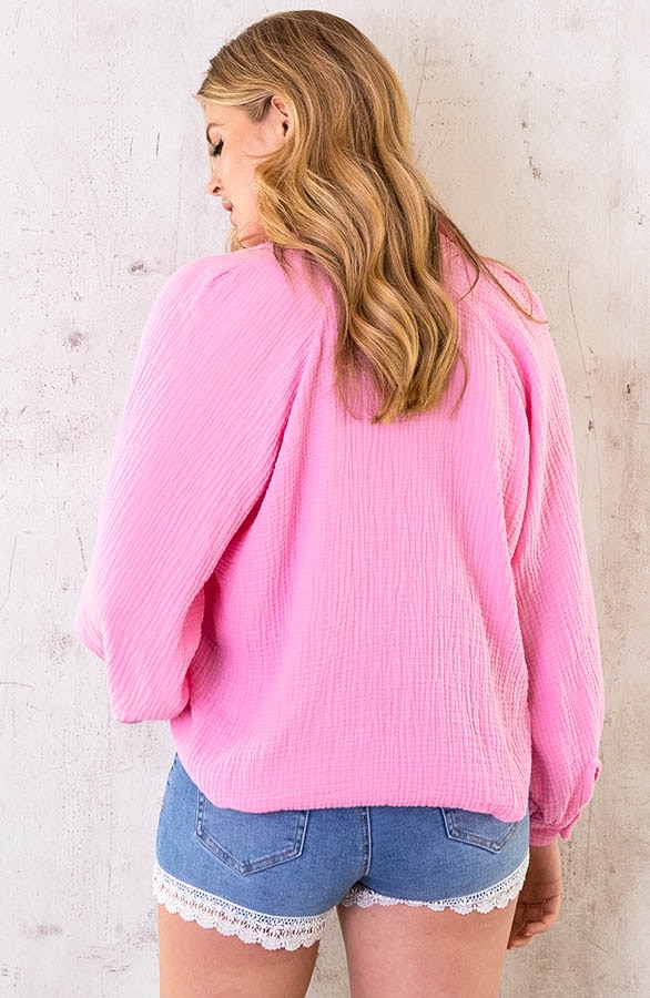 Mousseline Oversized Blouse Roze – shoparchief, foto 4