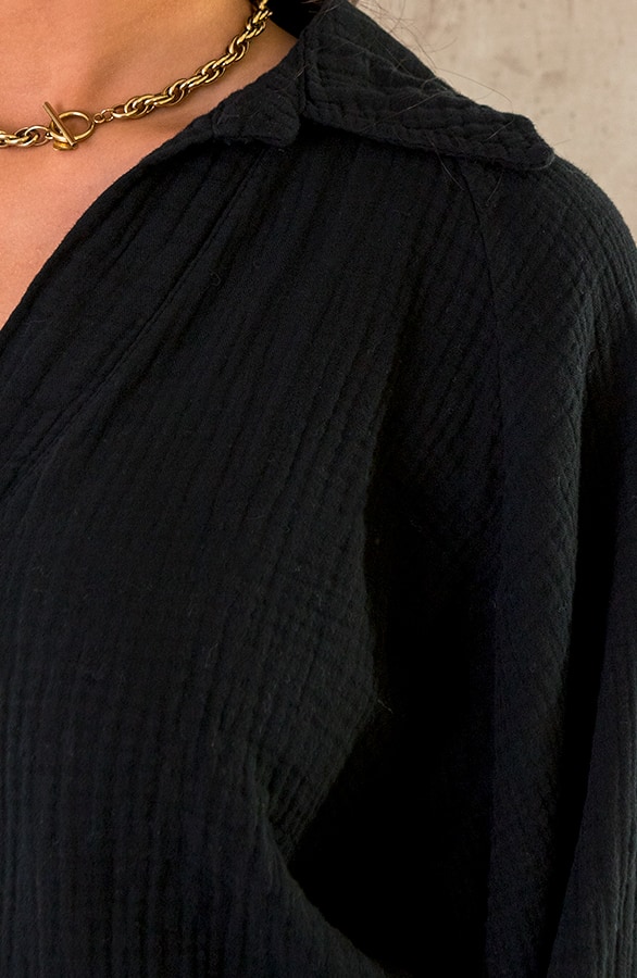 Mousseline Oversized Blouse Zwart – shoparchief, foto 6