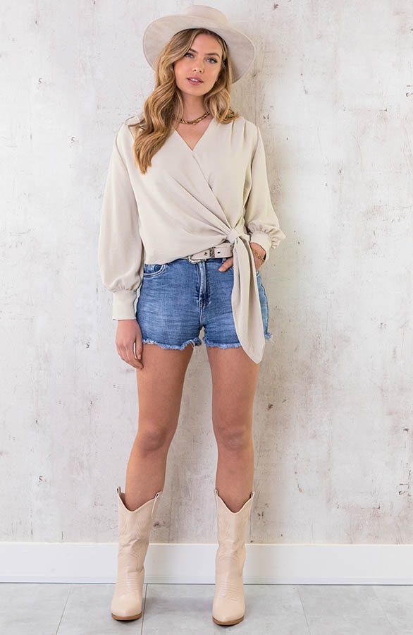 Overslag Blouse Beige – shoparchief, foto 5
