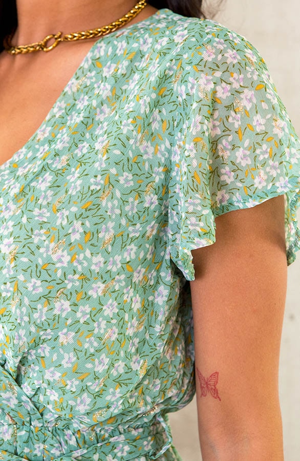 Overslag Jurk Bloemetjes Mint – shoparchief, foto 6