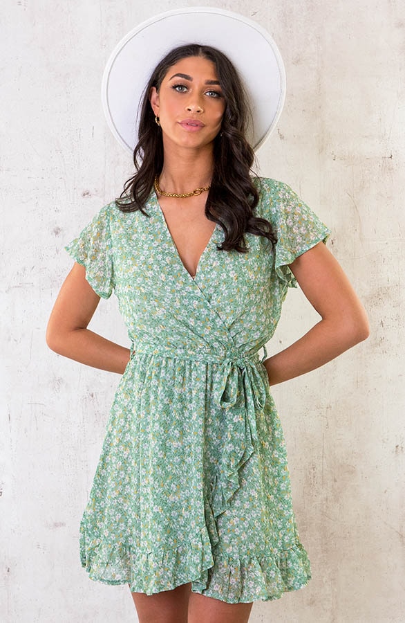 Overslag Jurk Bloemetjes Mint – shoparchief, foto 2
