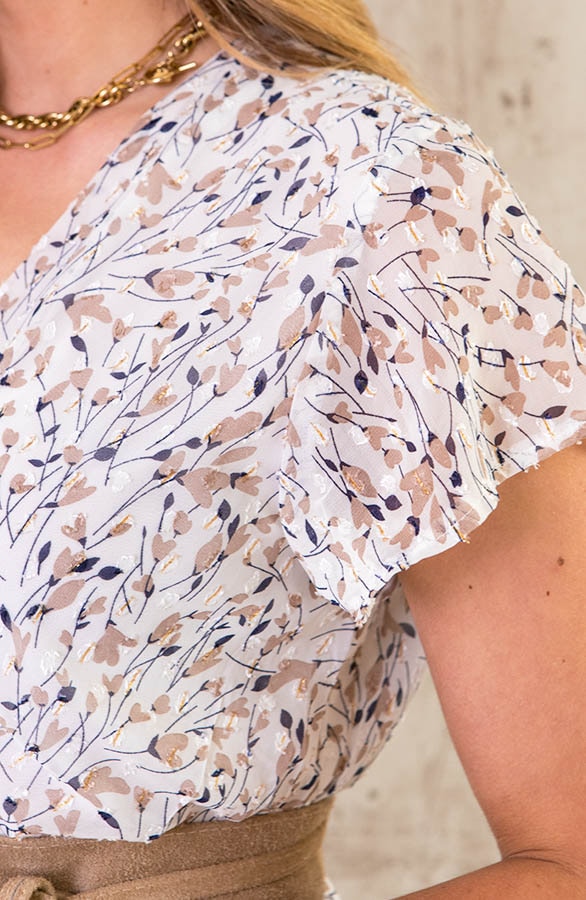 Overslag Jurk Leaves Ecru – shoparchief, foto 6