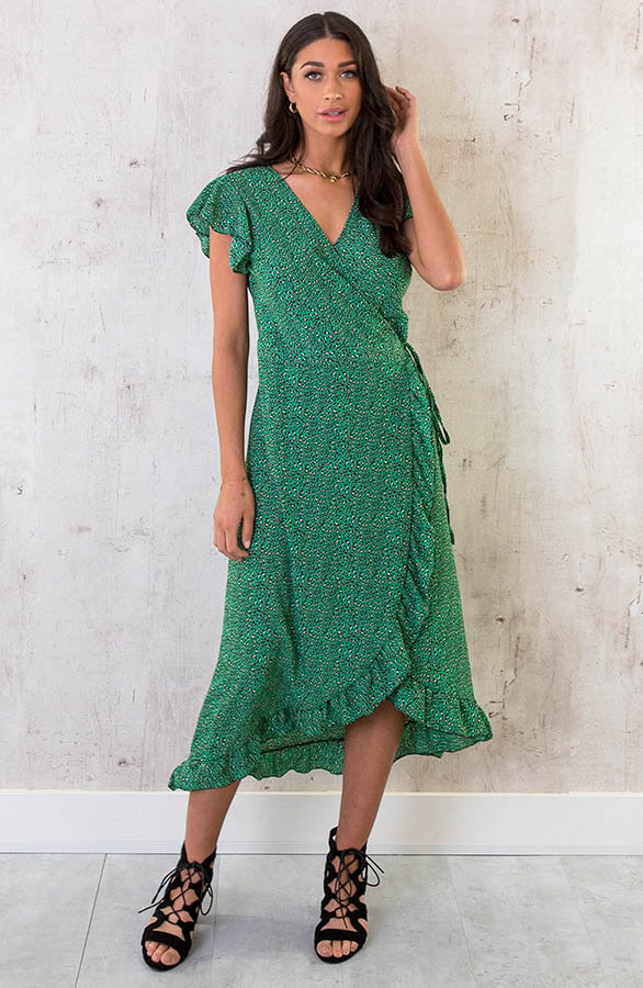 Panterprint Jurk Midi Bright Green – shoparchief