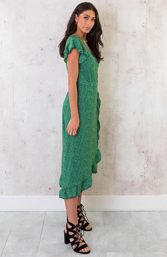 Panterprint Jurk Midi Bright Green – shoparchief, foto 3