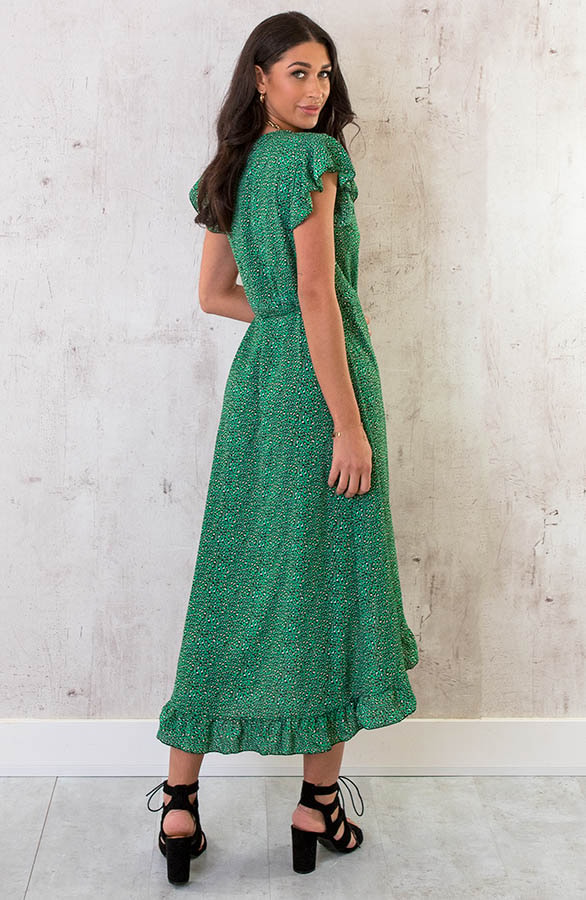 Panterprint Jurk Midi Bright Green – shoparchief, foto 4