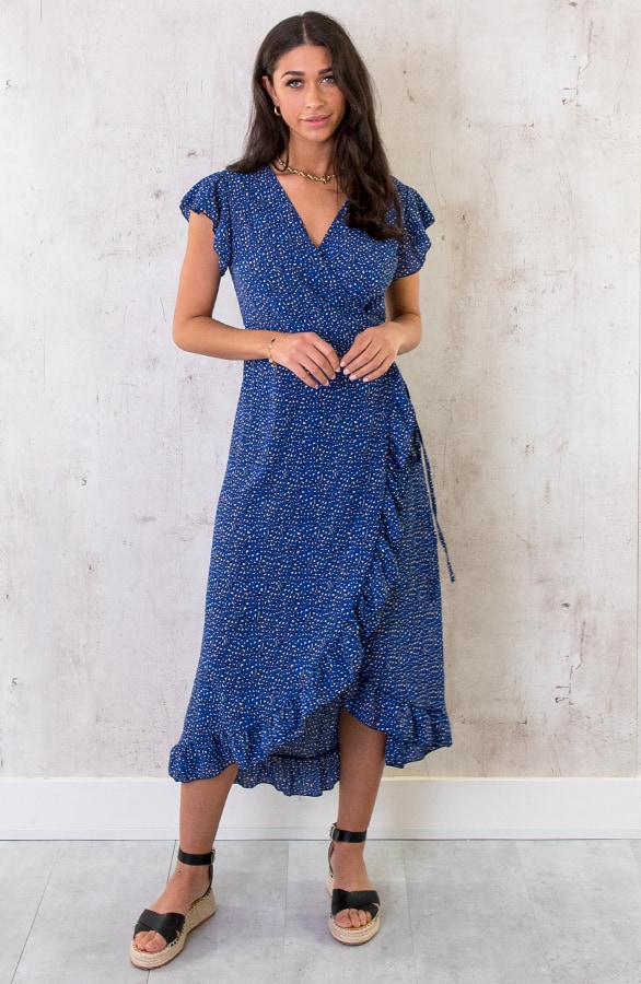 Panterprint Jurk Midi Kobalt – shoparchief