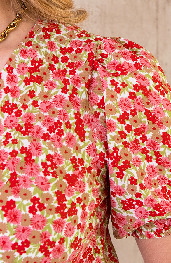 Pofmouwen Jurk Bloemenprint Rood – shoparchief, foto 6