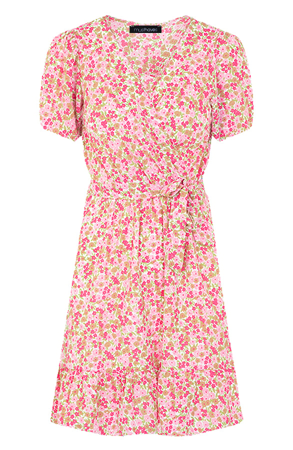 Pofmouwen Jurk Bloemenprint Roze – shoparchief, foto 7
