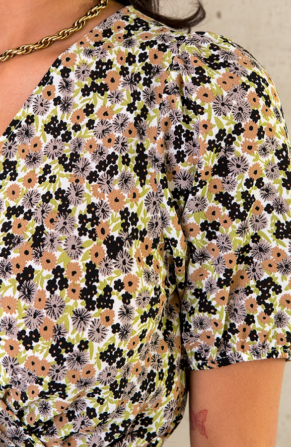 Pofmouwen Jurk Bloemenprint Zwart – shoparchief, foto 7