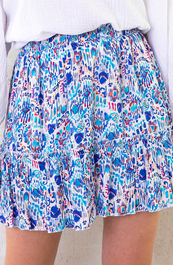 Ruches Print Skirt Kobalt – shoparchief