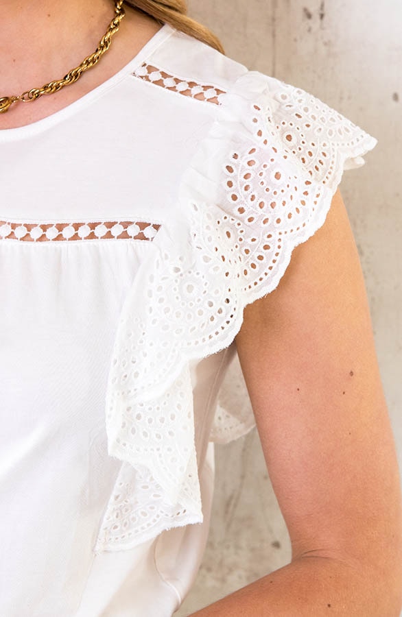 Ruffle Sleeve Top Ecru – shoparchief, foto 5