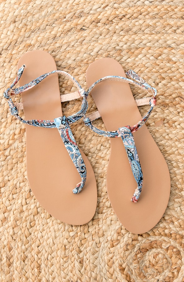 Sandalen Bloemenprint Jeansblauw – shoparchief