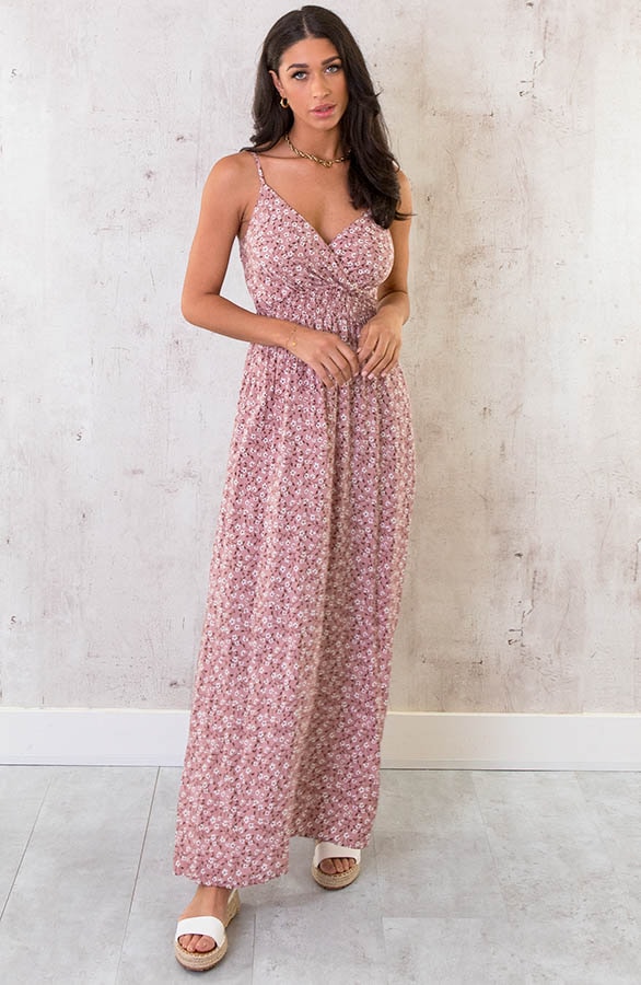 Spaghetti Maxi Jurk Bloem Dust Roze – shoparchief, foto 7