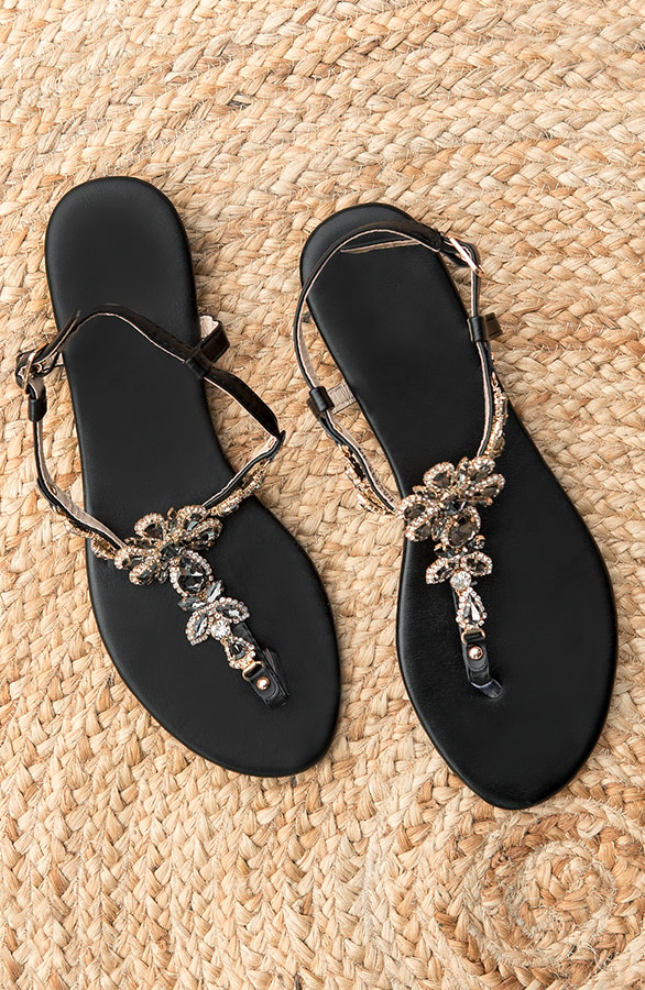 Strass Sandalen Zwart Goud – shoparchief