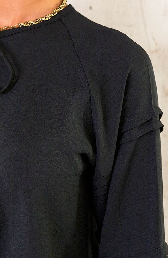 Bluse mit Schleifendetail am Ärmel Schwarz, Shoparchiv, Foto 5