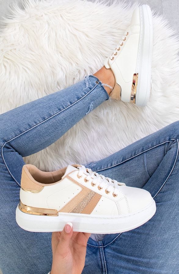 Stripes Sneakers Wit Beige – shoparchief