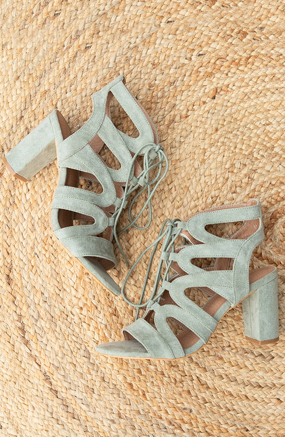 Suède Gladiator Heels Mint – shoparchief