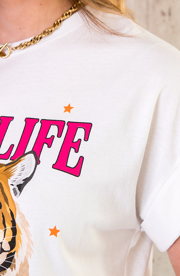 Tiger Bliksem Top Neon Roze Ecru – shoparchief, foto 5