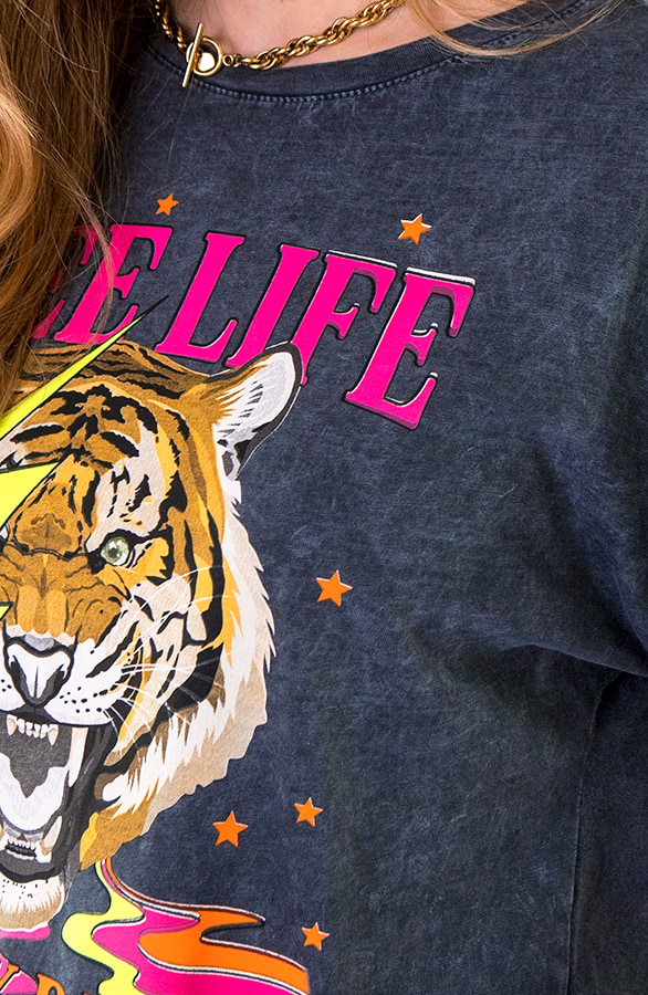 Tiger Bliksem Top Neon Roze Grijs – shoparchief, foto 5
